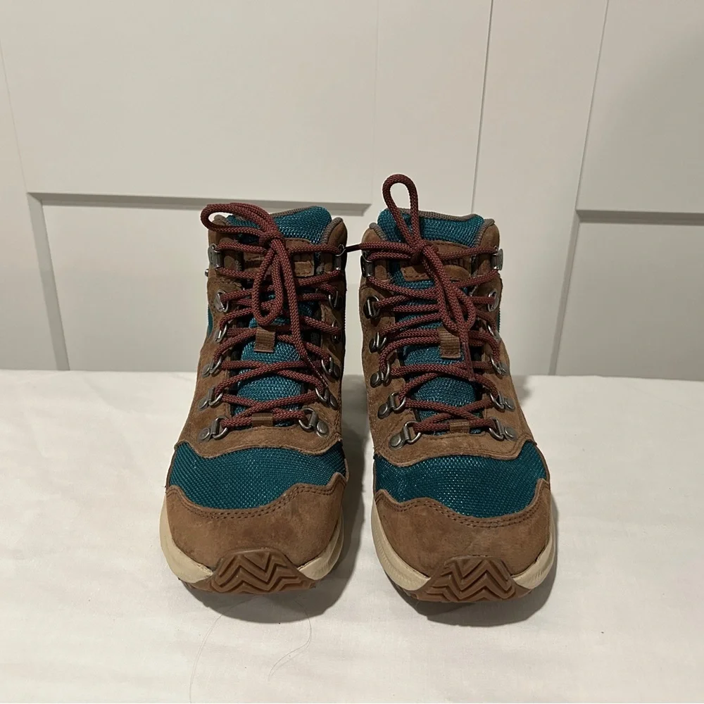 Merrell Women’s Brown and Teal Hiking Shoes - Picture 2 of 7